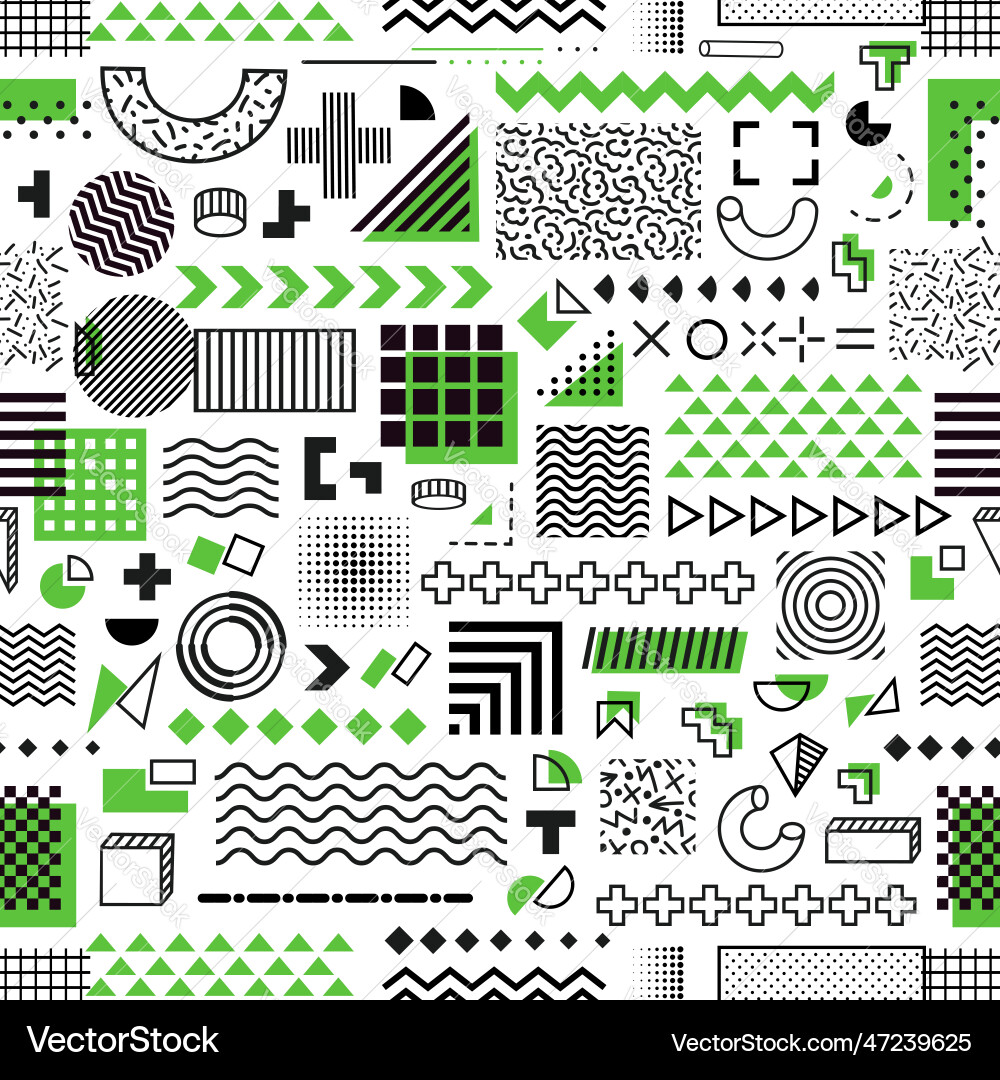 Geometric Memphis Shapes Pattern Vector Image