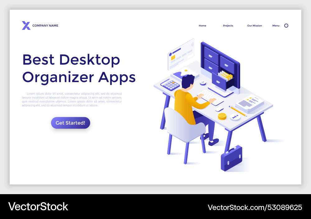 Modern isometric landing page template Vector Image