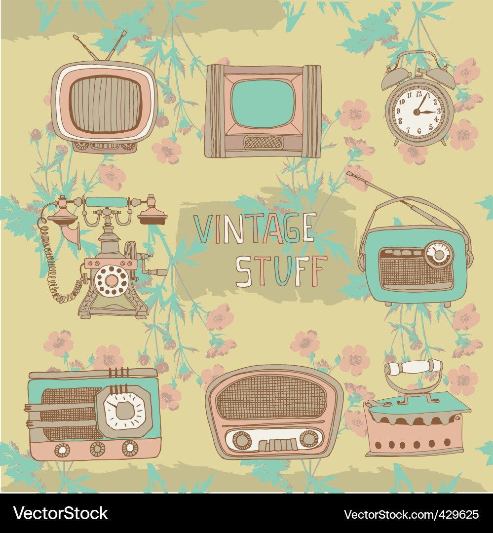 Retro Radio und Fernsehen Sammlung vektorbild