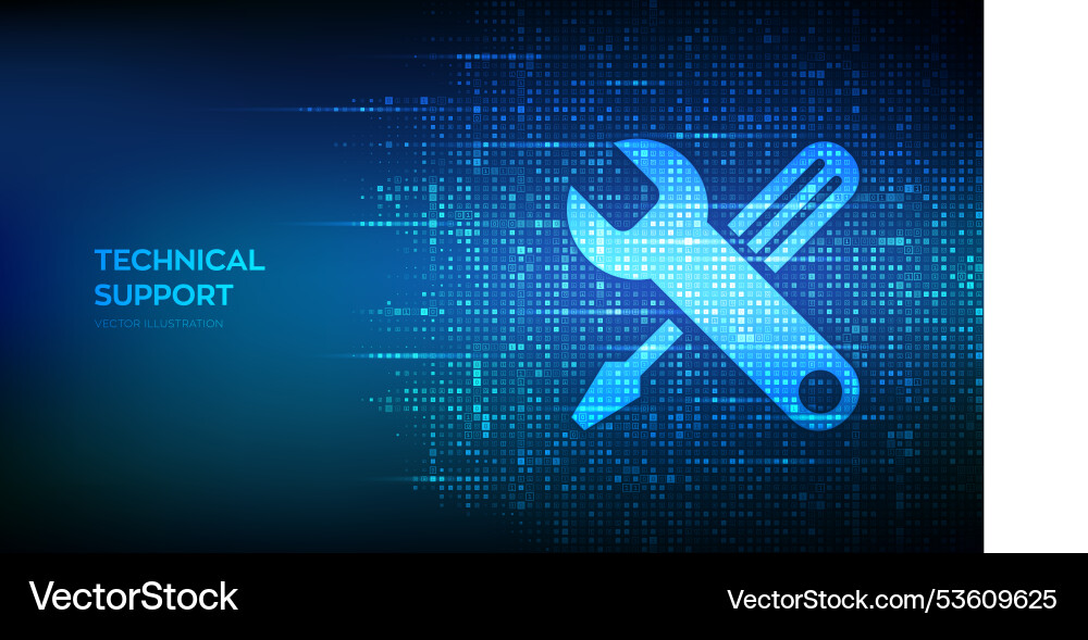 Technical support icon made with binary code Vector Image
