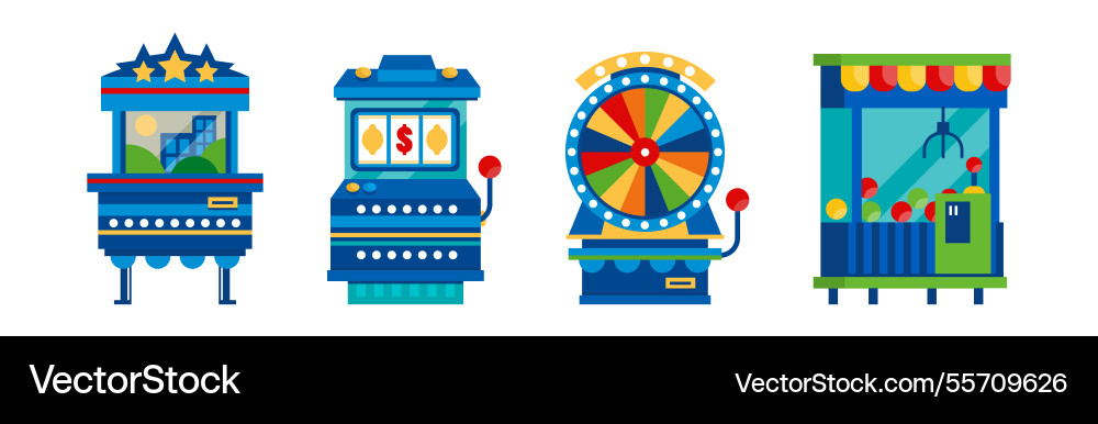 Amusement game machine and control panel Vector Image