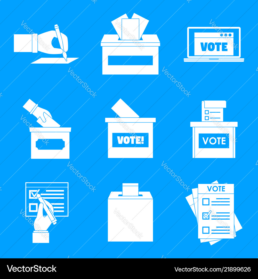 Ballot voting box vote icons set simple style Ballot voting box vote icons set simple style Vector Image