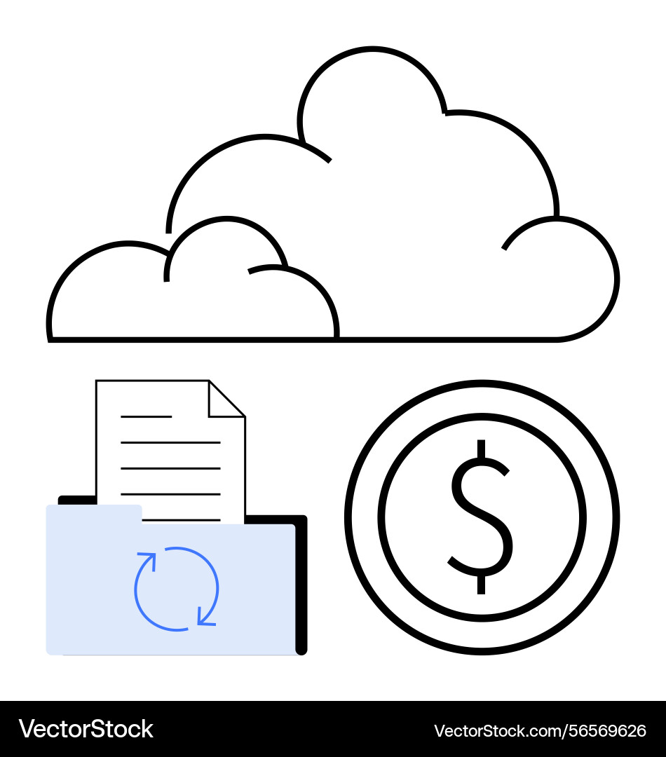 Cloud storage with file sync and money-saving Cloud storage with file sync and money-saving vector image