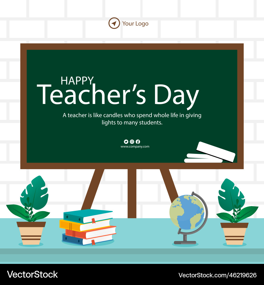 Creative happy teachers day banner design Creative happy teachers day banner design vector image