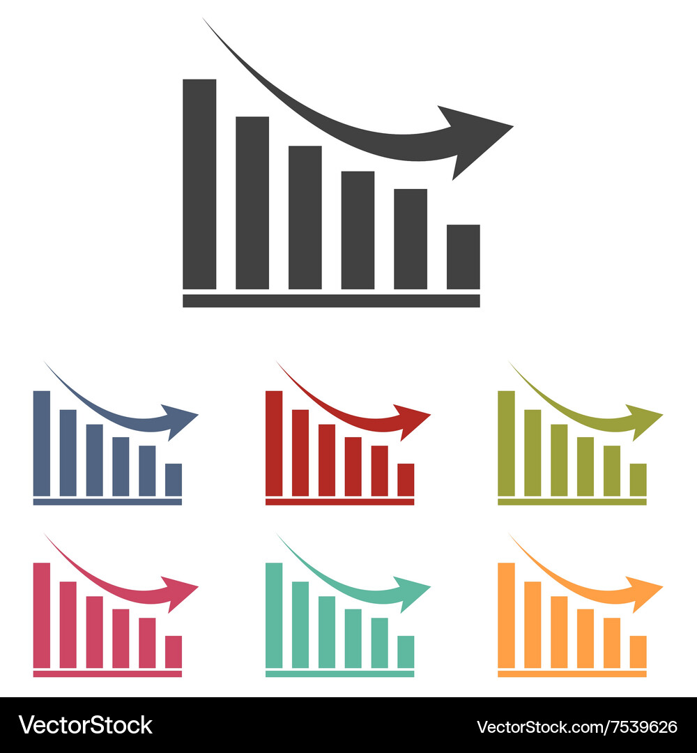 Declining graph icons set Vector Image