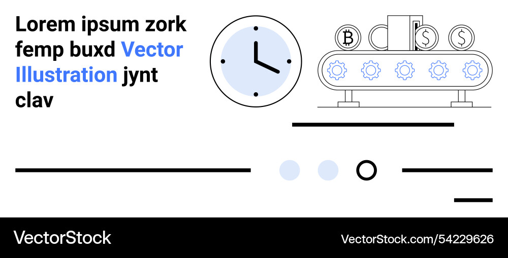 Efficient factory process with clock and automated Efficient factory process with clock and automated vector image