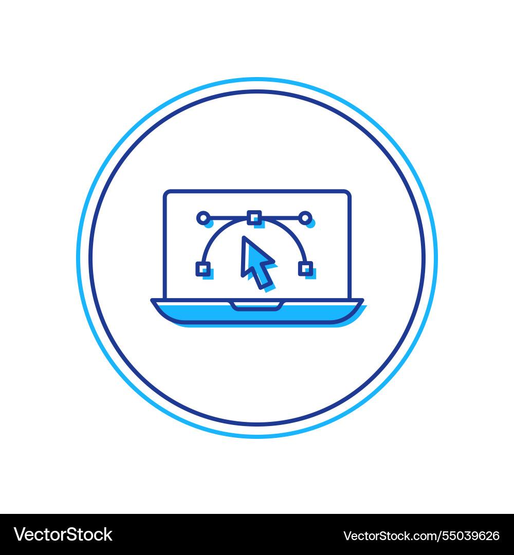 Filled outline computer display with design Filled outline computer display with design vector image