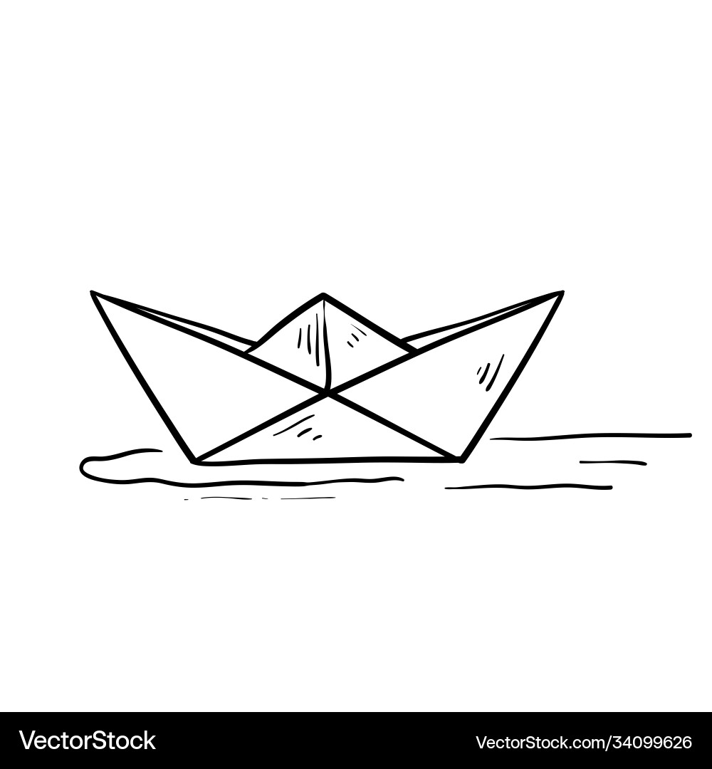 Hand drawn paper ship doodle icon isolated Hand drawn paper ship doodle icon isolated vector image