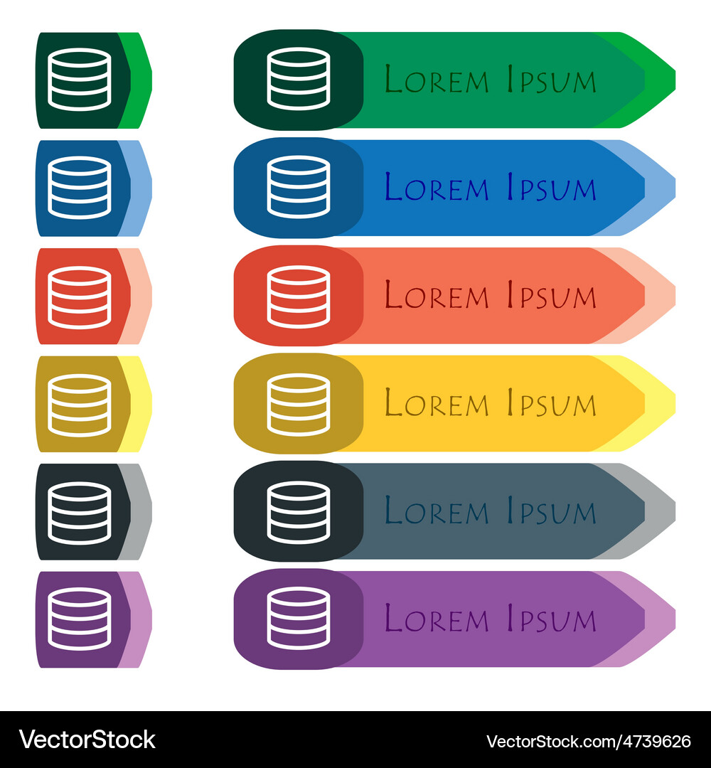 Hard disk and database icon sign set of colorful Vector Image