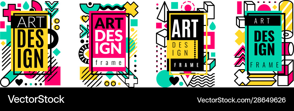 Memphis frame graphic abstract dots and lines Memphis frame graphic abstract dots and lines vector image