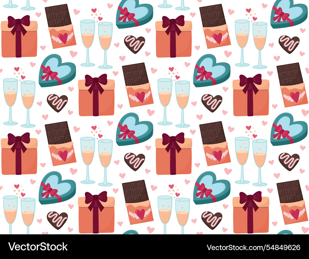 Seamless pattern with elements for valentines day Vector Image