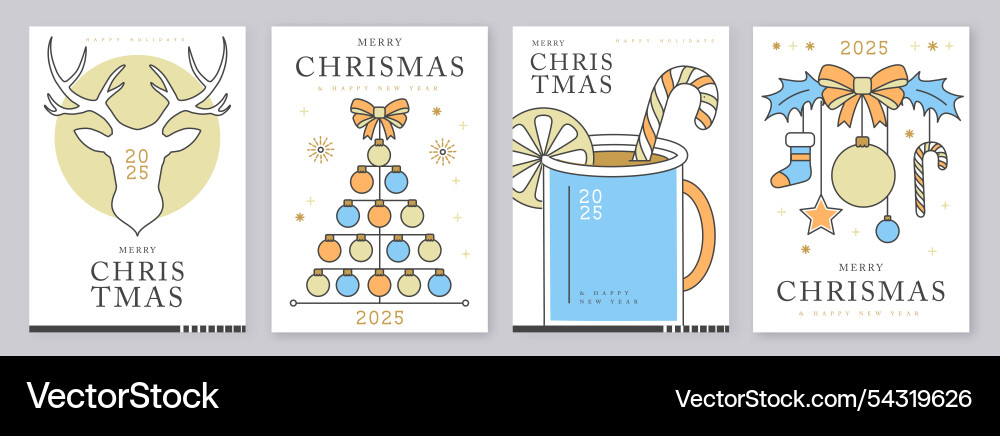 Set of merry christmas and happy new year cards Set of merry christmas and happy new year cards vector image