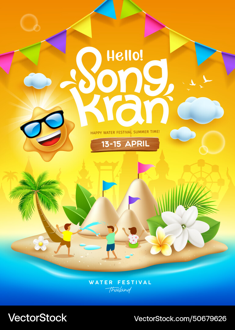 Songkran festival thailand thai flowers Songkran festival thailand thai flowers vector image