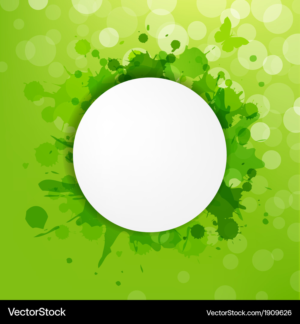Speech bubble with green blots and bokeh vector image