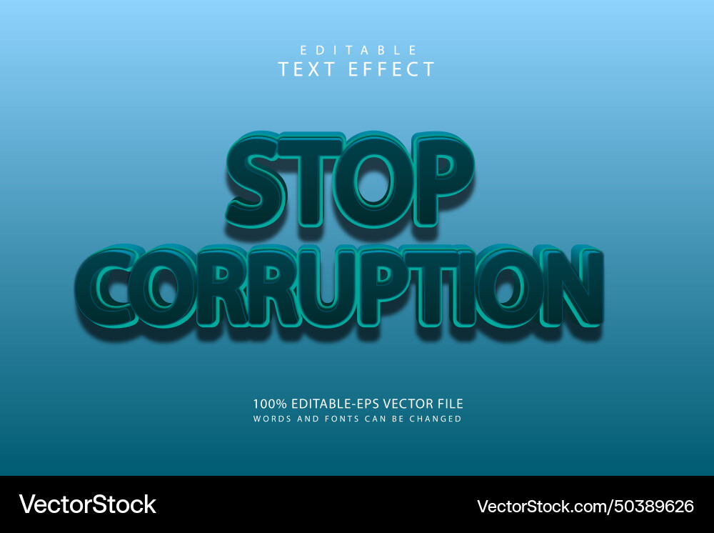 Stop corruption editable text effect 3 dimension Stop corruption editable text effect 3 dimension Vector Image