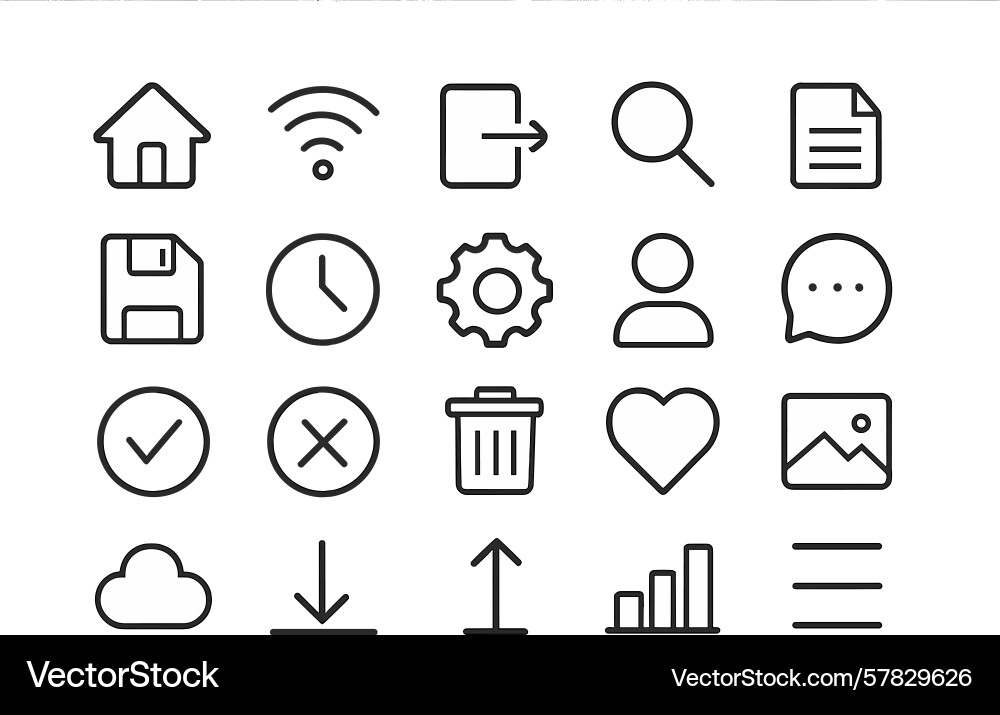 Various icons representing digital functions vector image