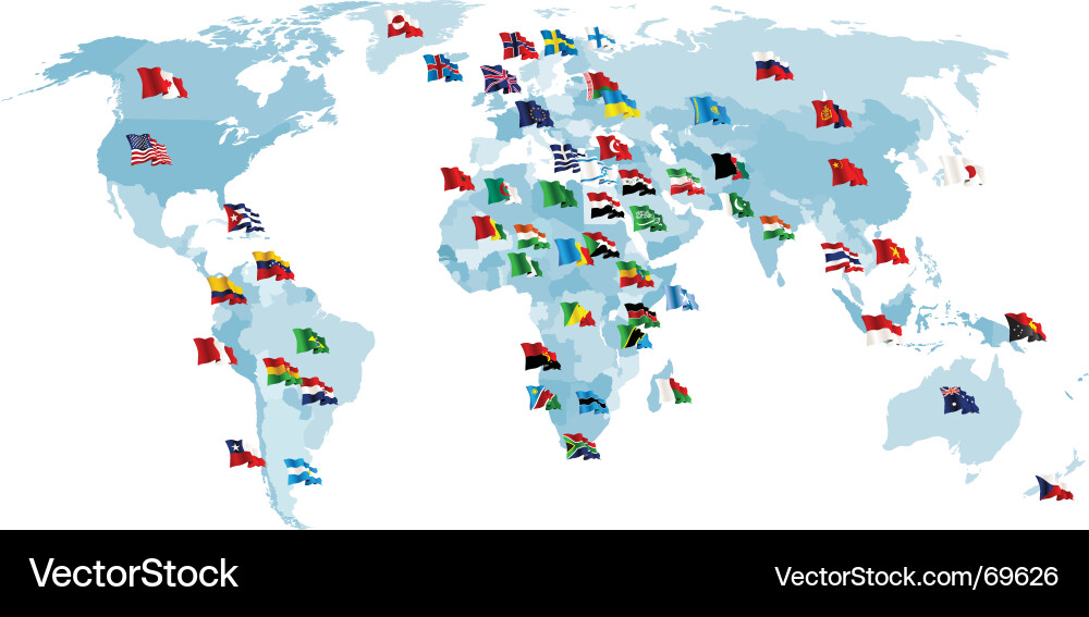 World Flags Map vector image
