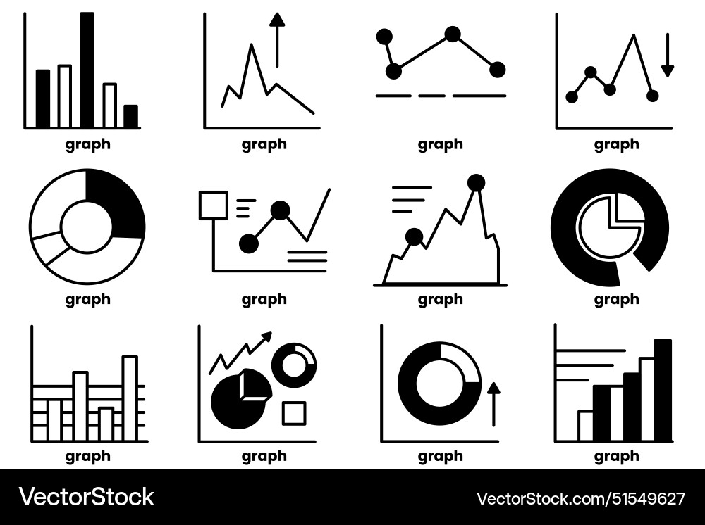 A set of graphs with different shapes and sizes A set of graphs with different shapes and sizes vector image