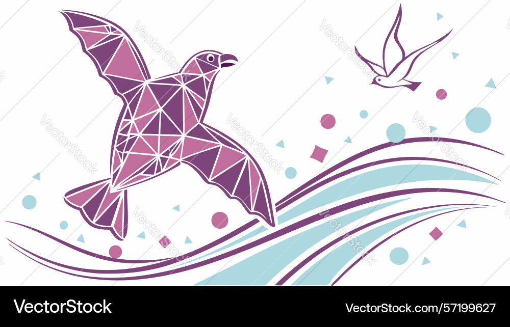 Geometric bird in dynamic abstract flight design Vector Image