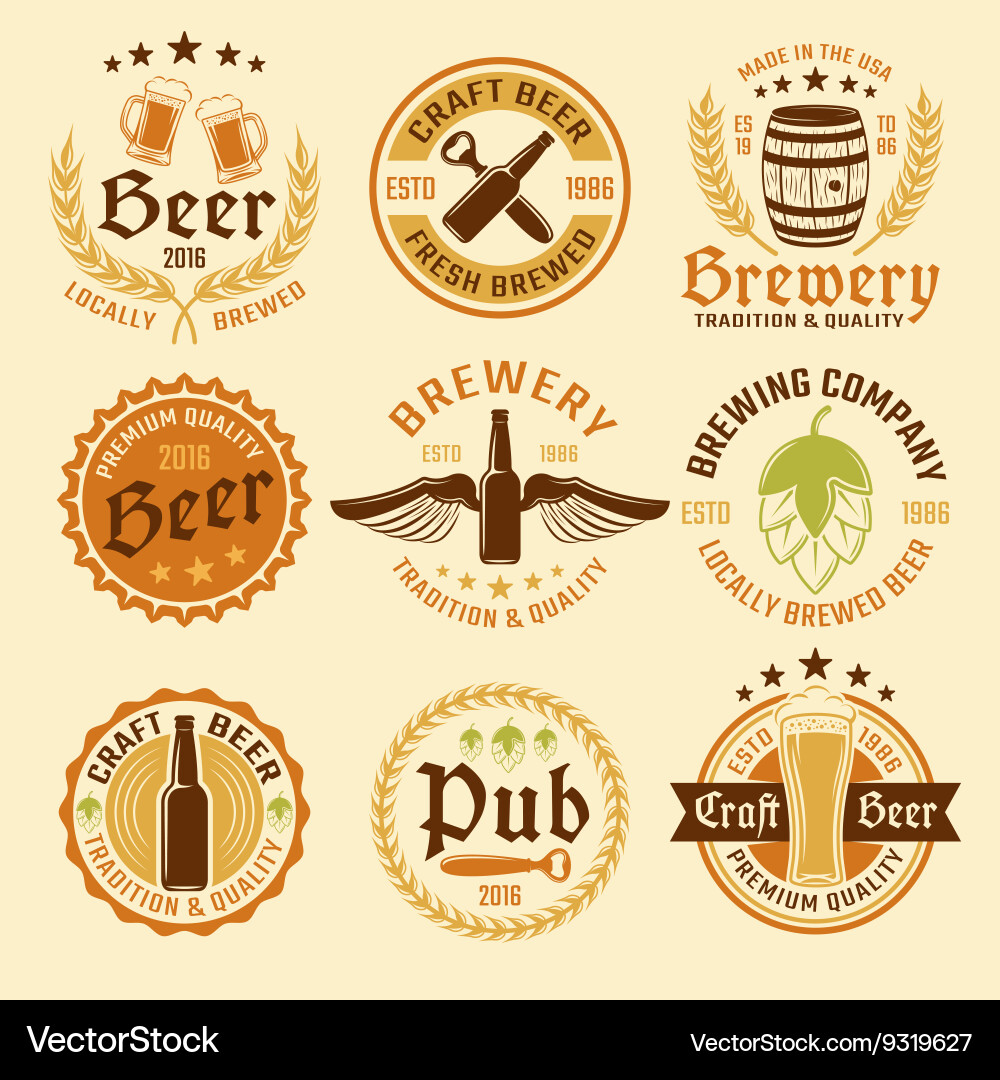 Premium Beer Emblem Set Vector Image