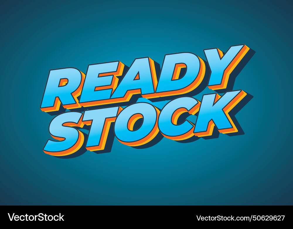 Ready stock text effect in 3d look with eye Ready stock text effect in 3d look with eye vector image