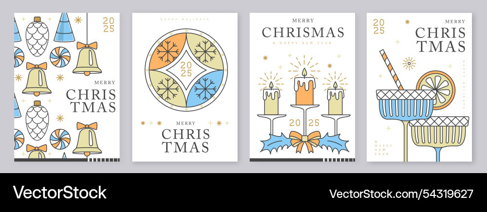 Set of merry christmas and happy new year cards Set of merry christmas and happy new year cards vector image