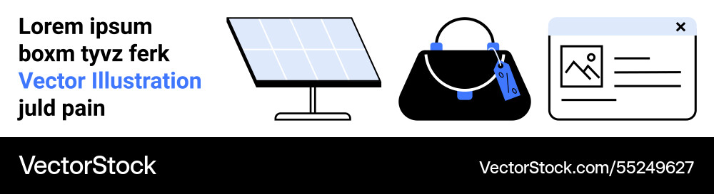 Solar panel handbag with tags and web document Solar panel handbag with tags and web document vector image
