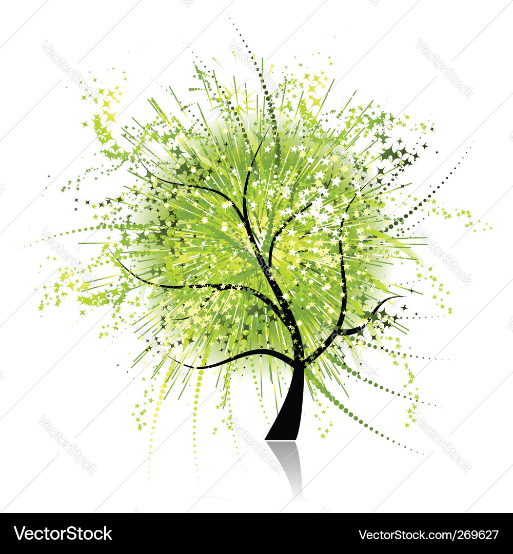 Sparkling Tree Silhouette Vector Image