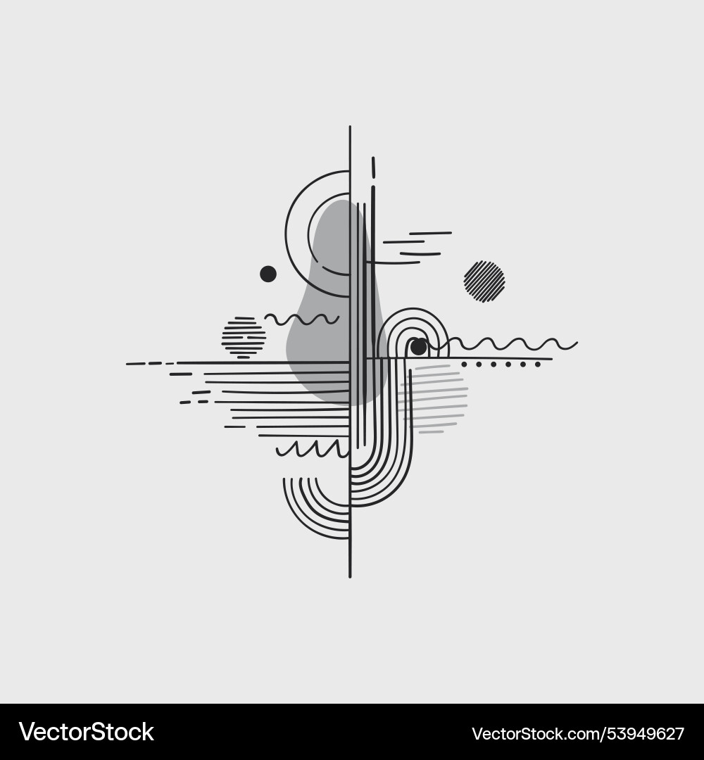 Vertical abstraction with lines and circles black Vector Image