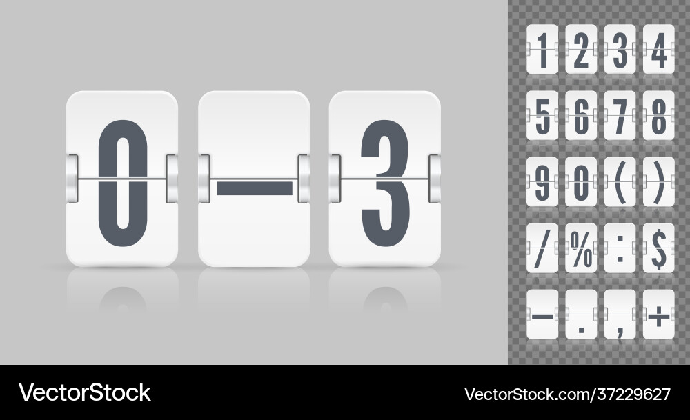 White scoreboard number font White scoreboard number font vector image