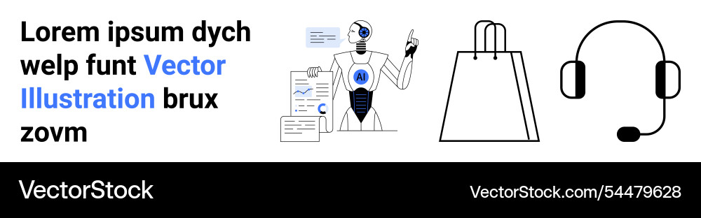 Ai robot analyzing data shopping bag Ai robot analyzing data shopping bag vector image