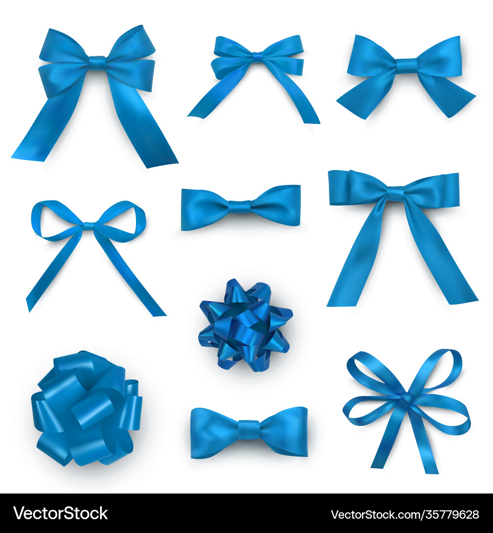 Bows in blue color with two four and more loops Bows in blue color with two four and more loops vector image