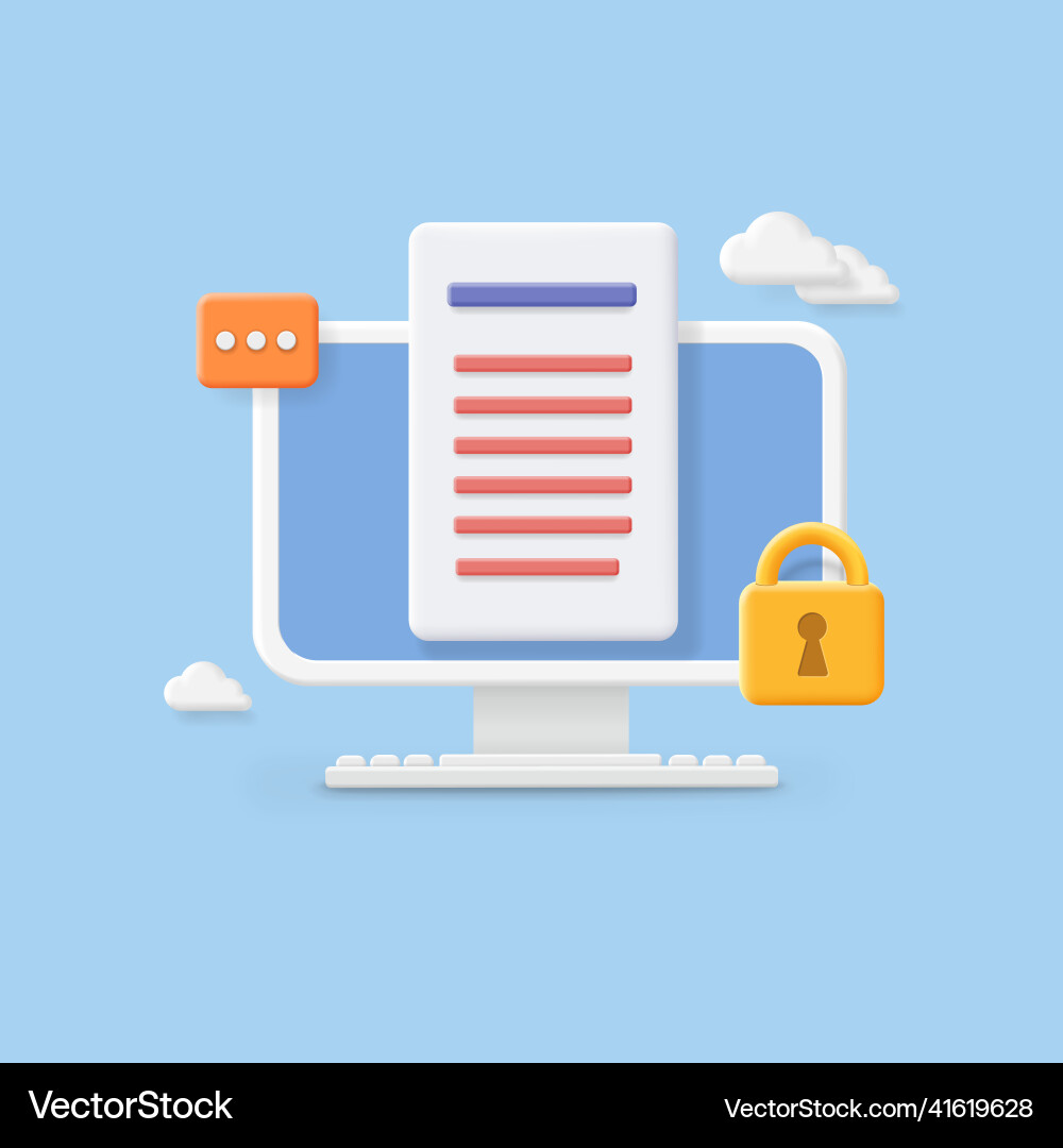 Computer security concept protected locked Computer security concept protected locked vector image