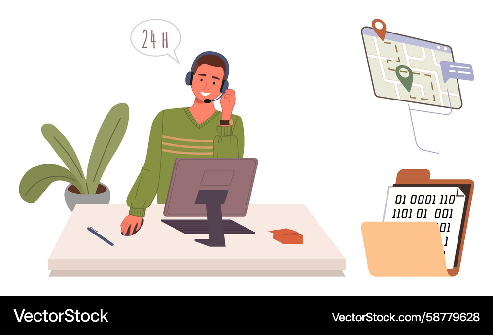 Customer Support Agent with Tech Tools Vector Image