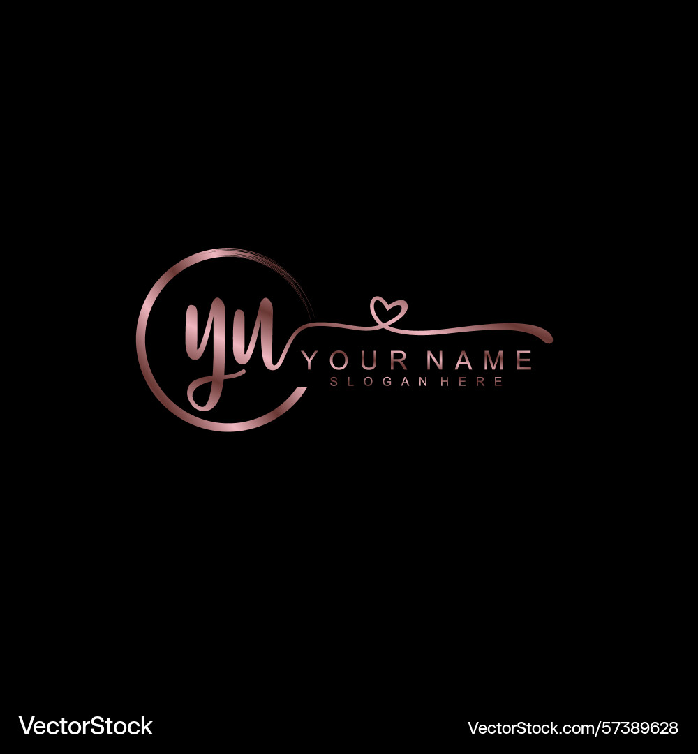 Elegant yu initial handwriting logo collection vector image