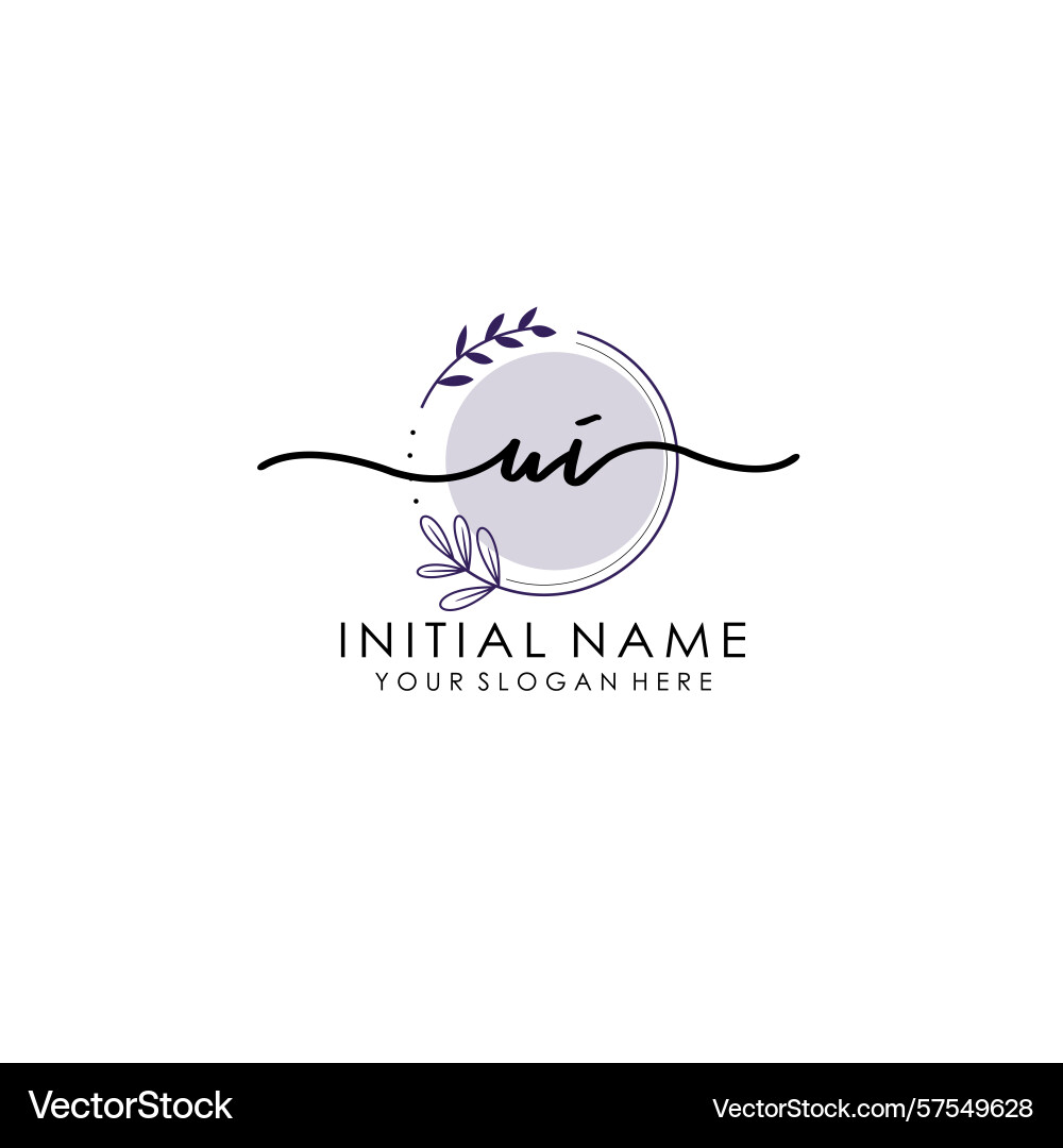 Handwritten ui initial logo with botanical Vector Image