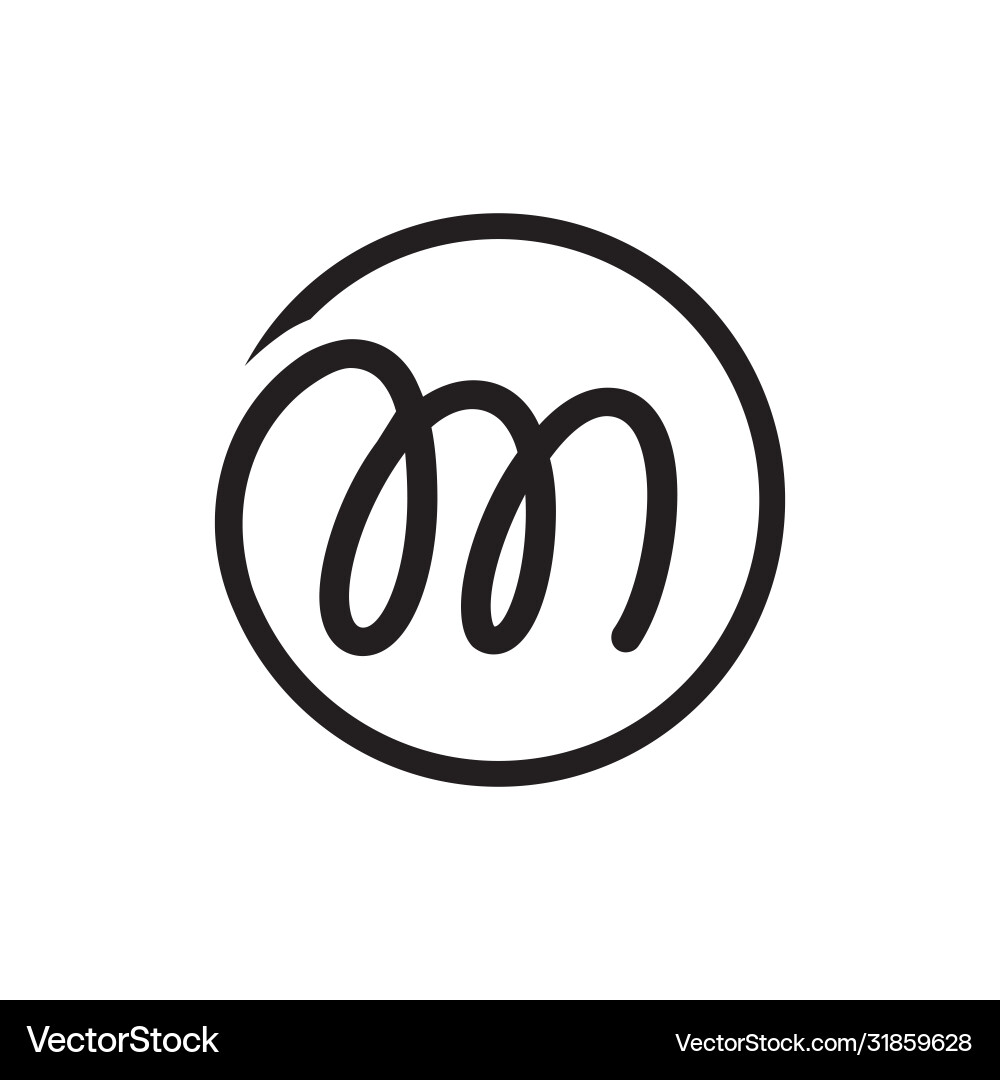 Lowercase M Circle Logo - Script Style vector image