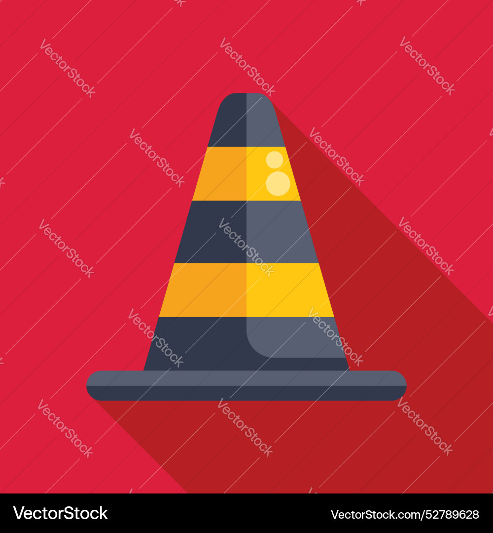 Traffic cone casting long shadow on red background Traffic cone casting long shadow on red background vector image