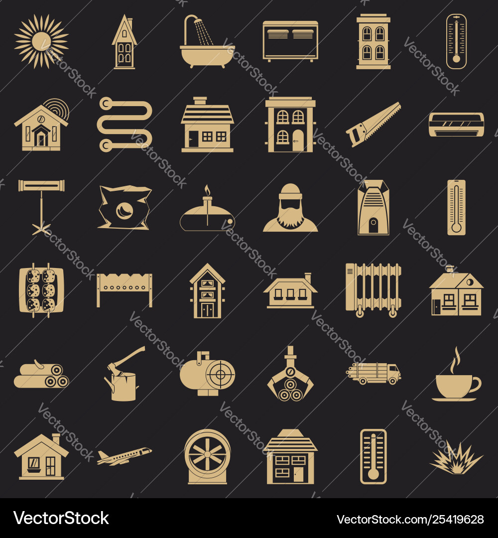 Warm icons set simple style Vector Image
