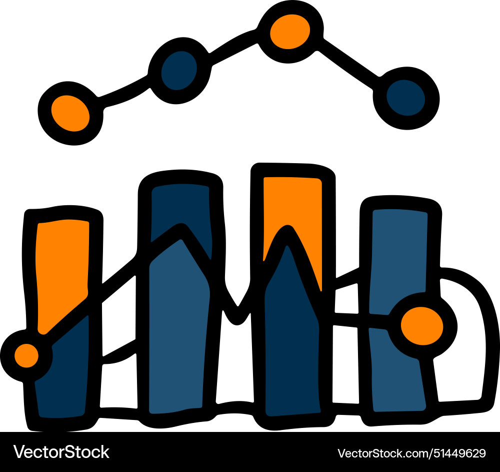 A graph with line going up and box A graph with line going up and box vector image