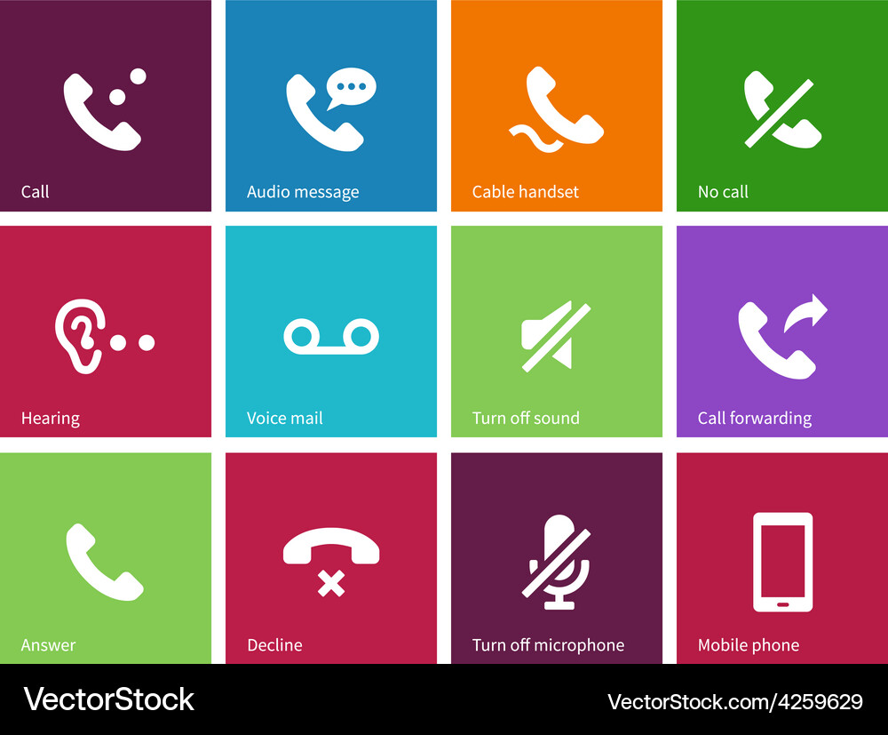 Call and handset icons on color background Vector Image