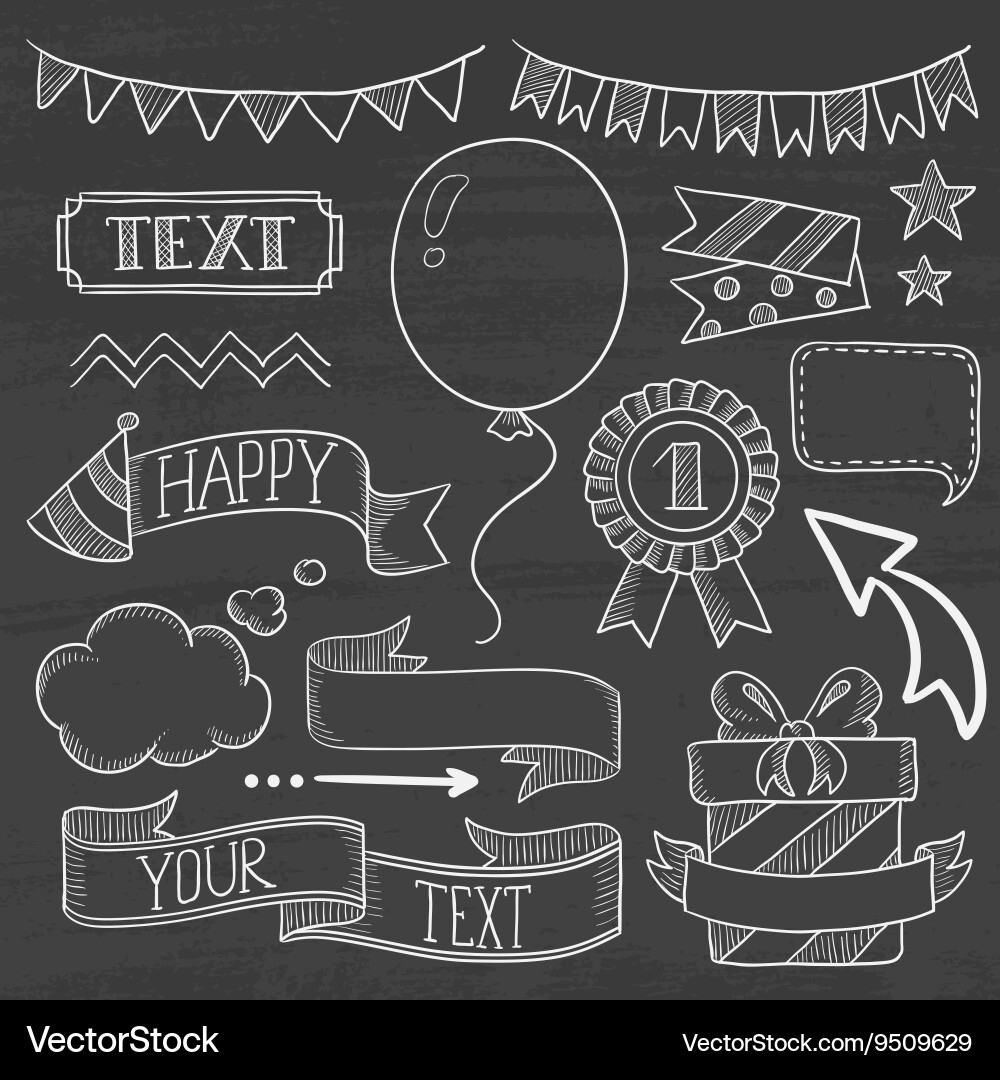 Chalkboard Party Elements Set Vector Image