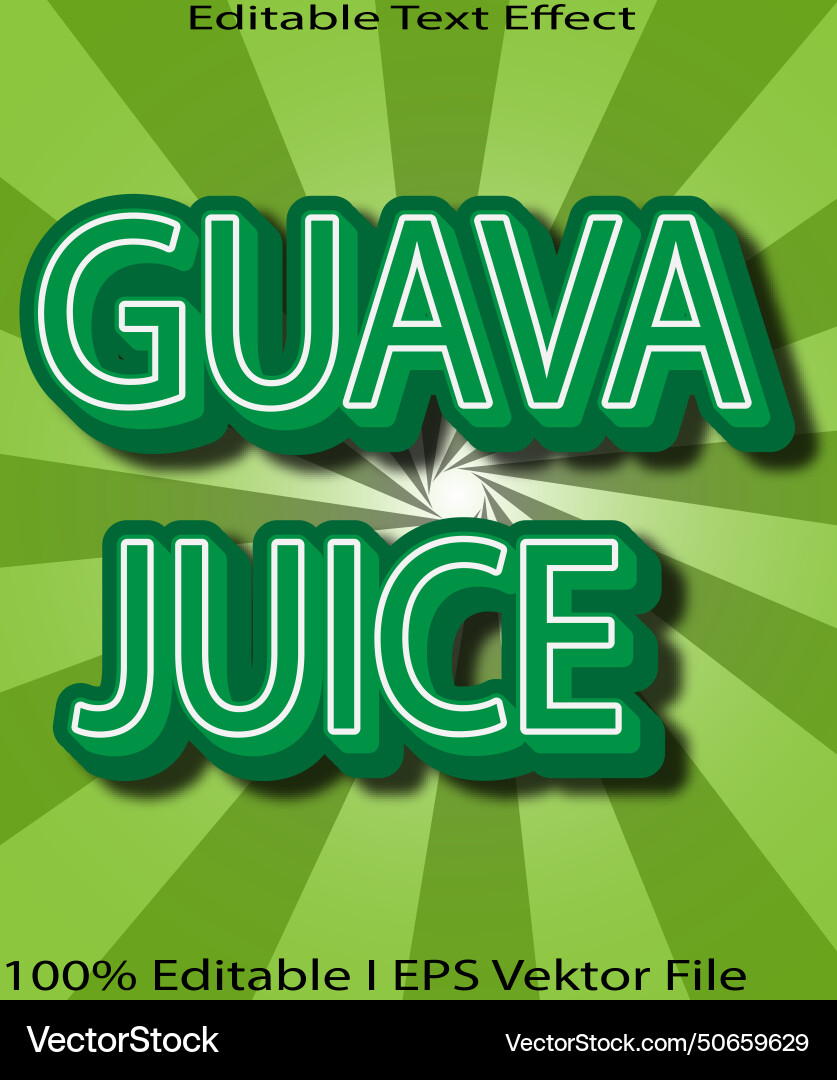 Guava juice editable text effect Vector Image