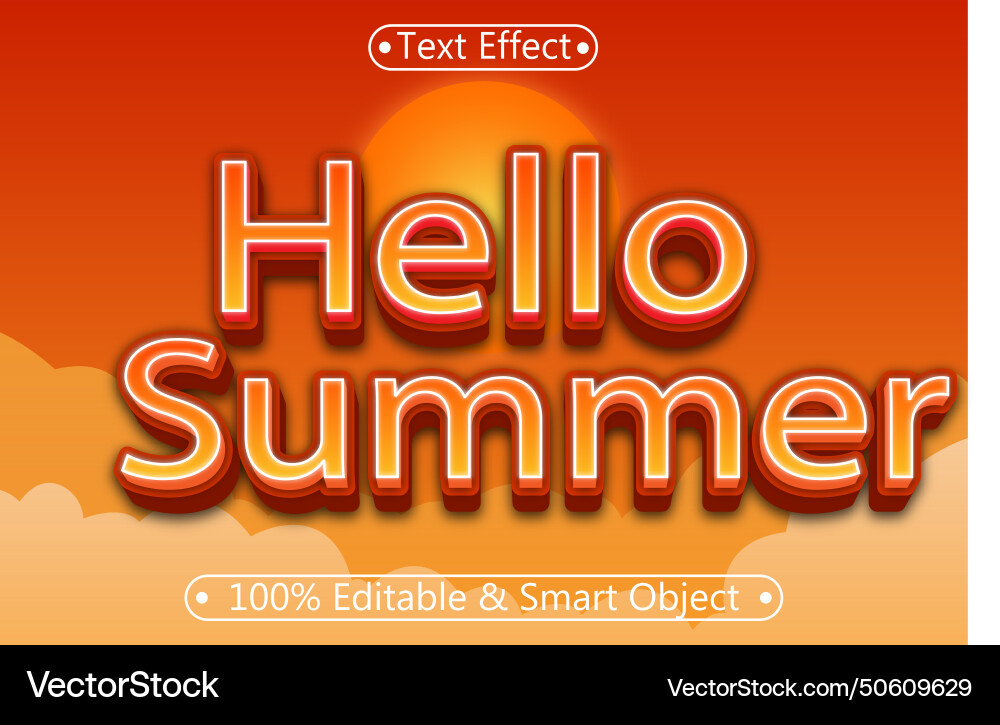 Hello summer editable text effect 3 dimension Hello summer editable text effect 3 dimension vector image