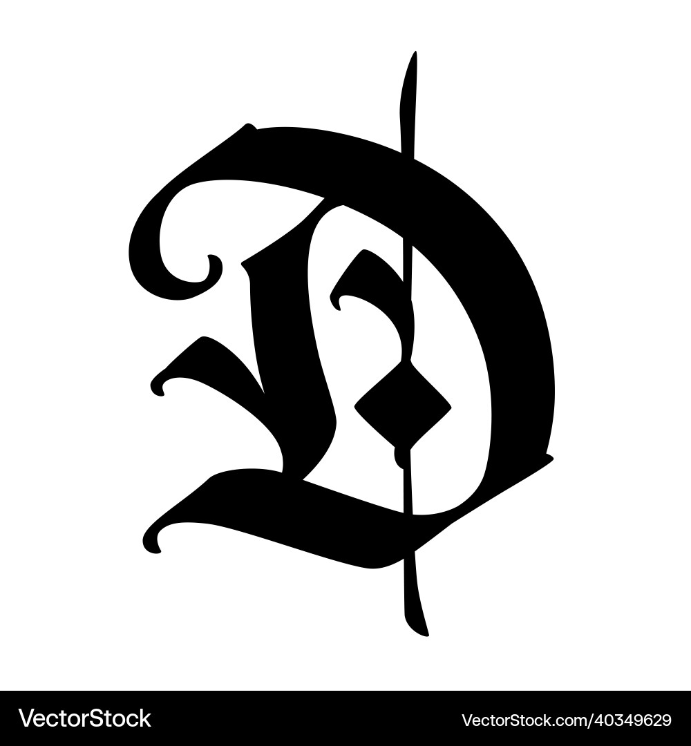 Letter d in the gothic style alphabet symbol Letter d in the gothic style alphabet symbol vector image