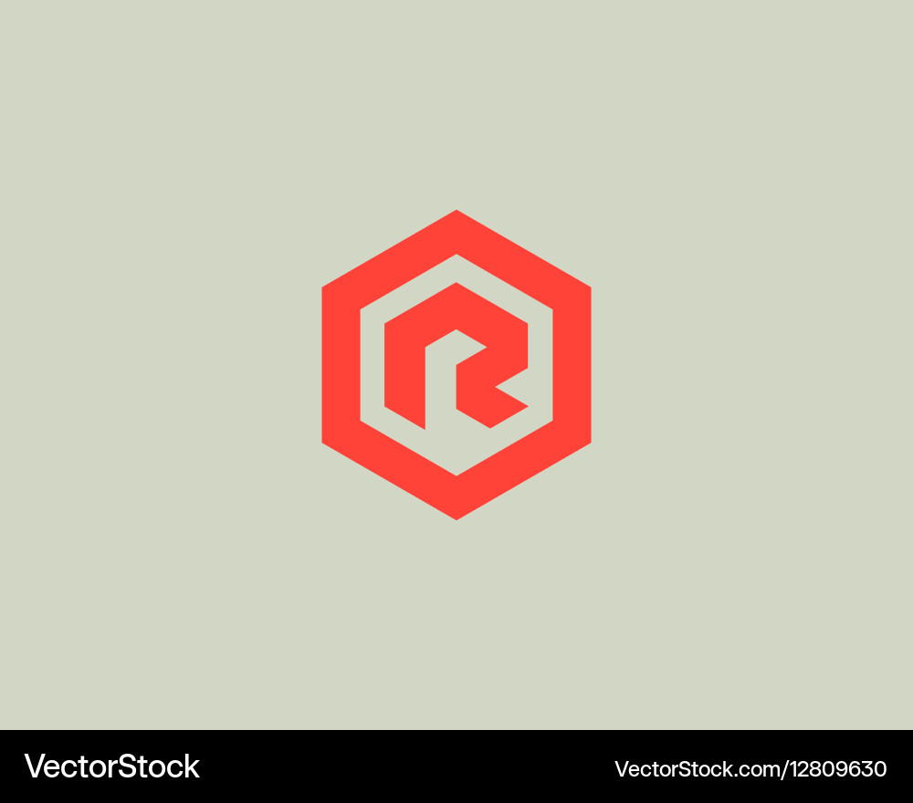 Abstract R Logotype - Hexagon Shape vector image