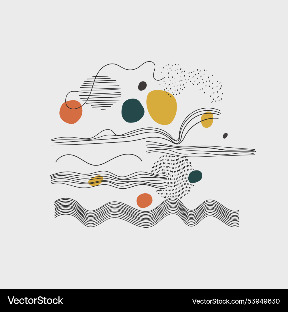 Abstraction with waves and circles abstract Vector Image