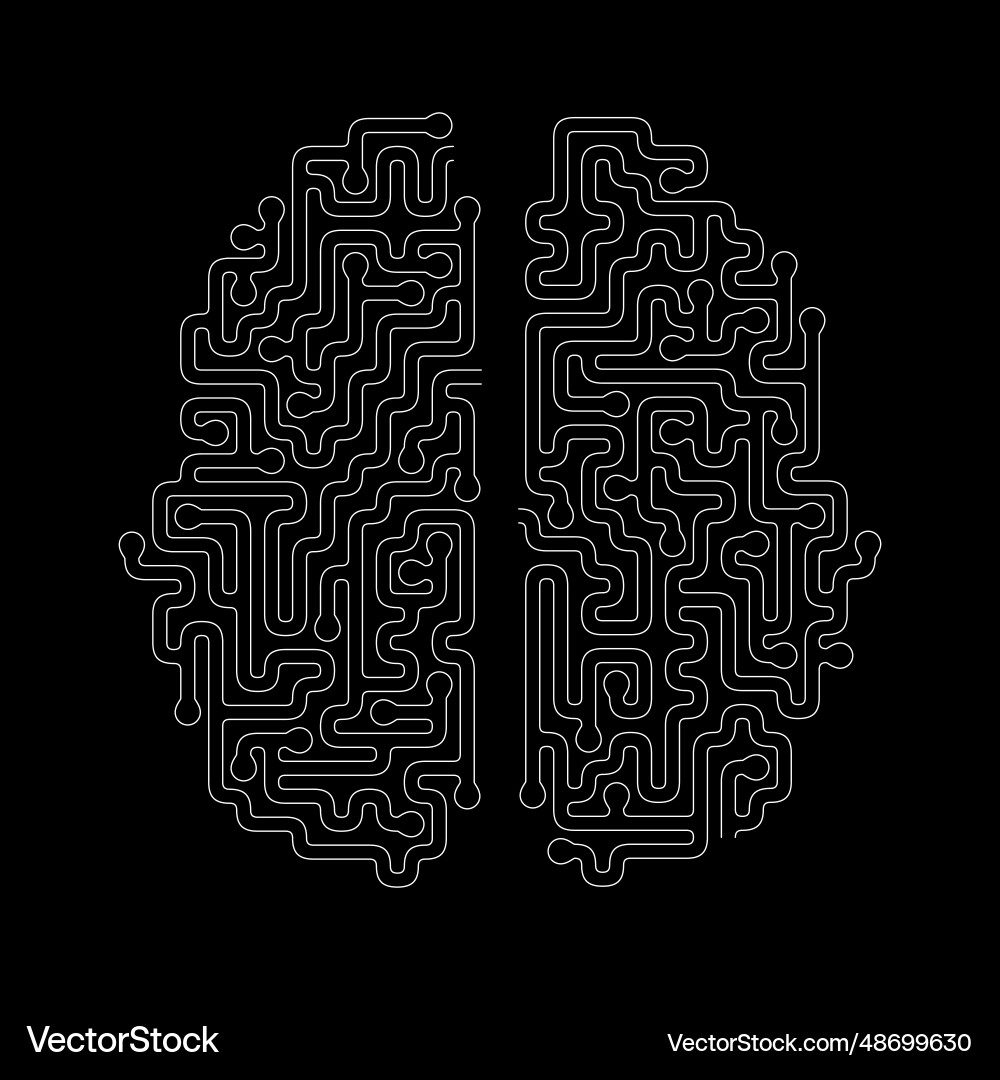 Brain shape maze design solve problem Brain shape maze design solve problem vector image
