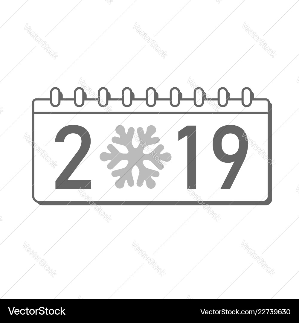 Calendar happy new year 2019 number isolated Calendar happy new year 2019 number isolated vector image