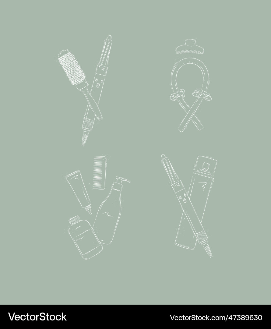 Curl syling tools green Vector Image